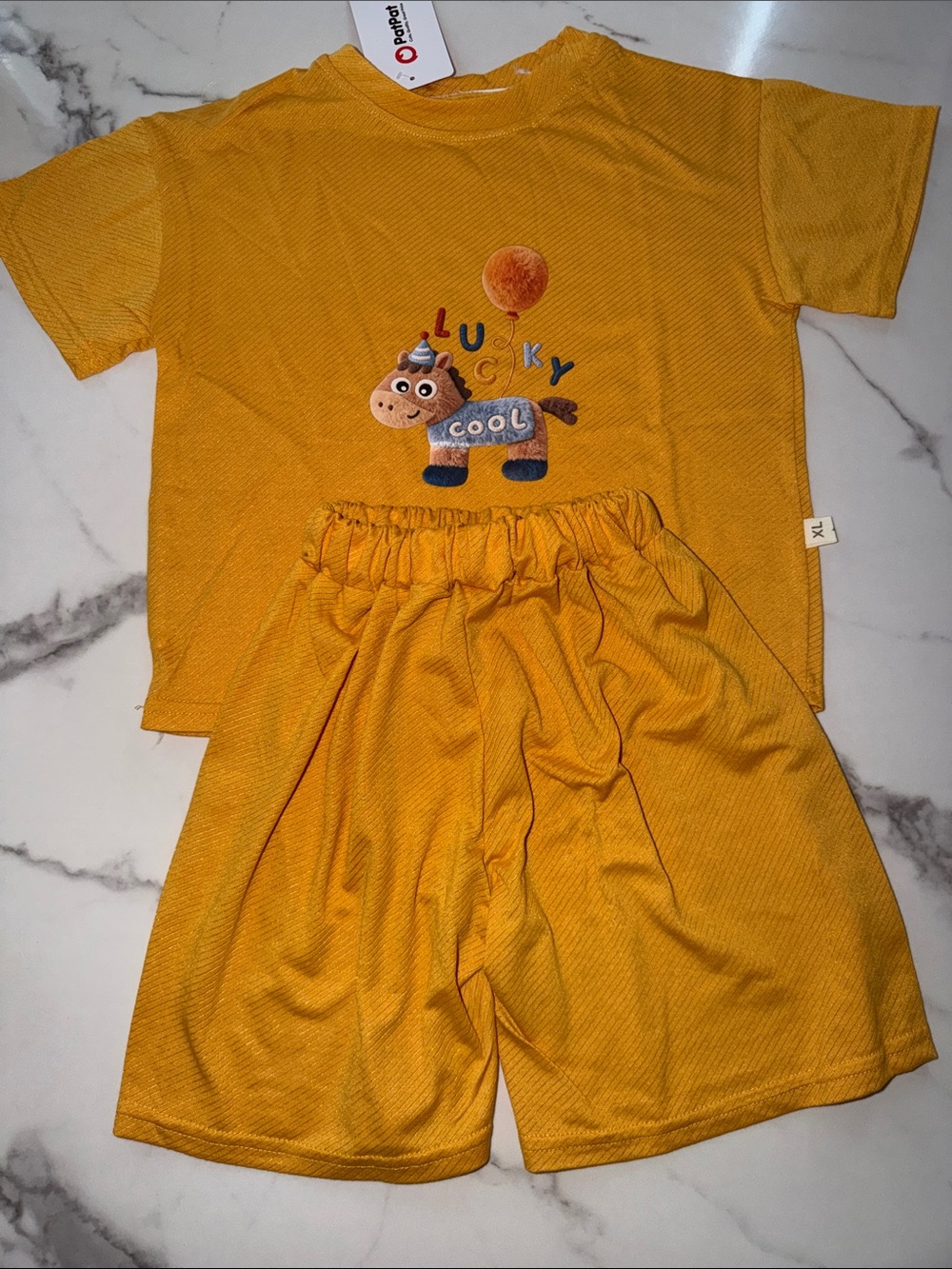 PatPat Yellow 'Lucky Cool' Kids Pajama Set